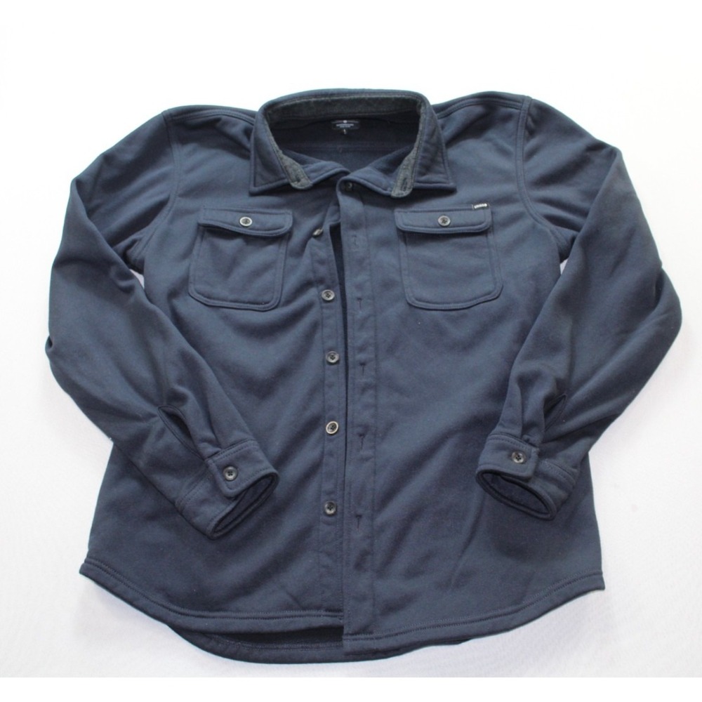 Union Button Up Shirt Mens Large Blue Excellent Fleece Lined Shacket Casual